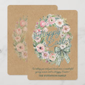 Cartes Pour Fêtes Annuelles Personalized Rustic Easter Floral - Green Script (Devant / Derrière)