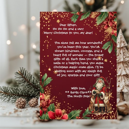 Cartes Pour Fêtes Annuelles Personalized Santa Letter North Pole Cute Reindeer