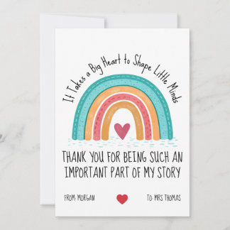 Cartes Pour Fêtes Annuelles Personalized Teacher Thank You Card – Rainbow Quot