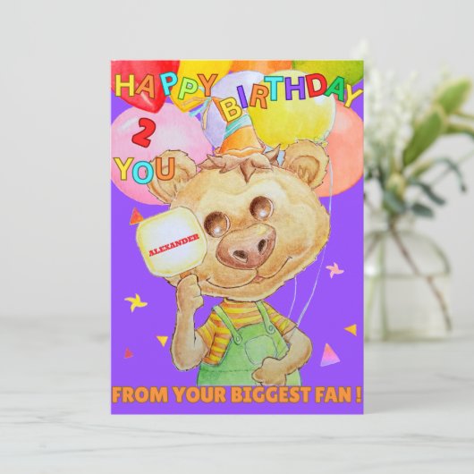 Cartes Pour Fêtes Annuelles Personalized two years old birthday greeting card  (Debout devant)