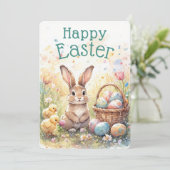 Cartes Pour Fêtes Annuelles Personalized Vintage Bunny Chicks And Easter Eggs (Debout devant)