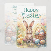 Cartes Pour Fêtes Annuelles Personalized Vintage Bunny Chicks And Easter Eggs (Devant / Derrière)