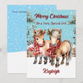 Cartes Pour Fêtes Annuelles Personalized Watercolour Pony Flat Christmas (Devant / Derrière)