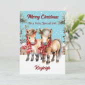 Cartes Pour Fêtes Annuelles Personalized Watercolour Pony Flat Christmas (Debout devant)
