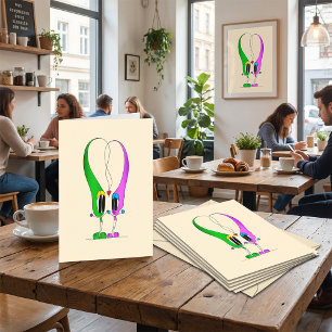 Cartes Pour Fêtes Annuelles Personnage de dessin animé en forme de cœur pour l