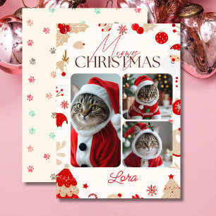 Cartes Pour Fêtes Annuelles Personnalisé 3 photo collage meowy noël