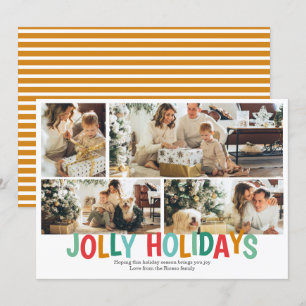 Cartes Pour Fêtes Annuelles Personnalisé 4 Photo Jolly vacances Noël
