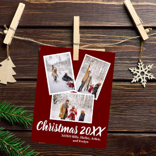 Cartes Pour Fêtes Annuelles Personnalisé 4 Photo Joyeux voeux de Noël Famille