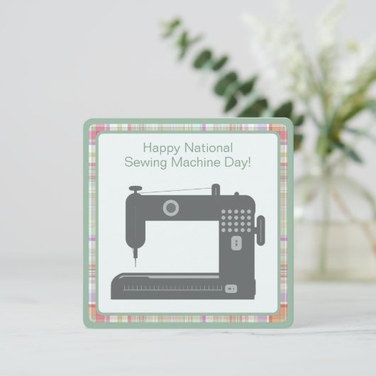 Cartes Pour Fêtes Annuelles Personnalisé Élégant Joyeux Machine à coudre Jour  (Debout devant)