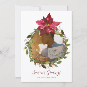Cartes Pour Fêtes Annuelles Personnalisé Elégant Poinsettia Wreath Noël