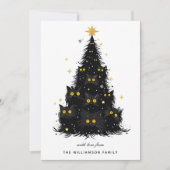 Cartes Pour Fêtes Annuelles Personnalisé Funny Chat Noir Arbre de Noël (Devant)