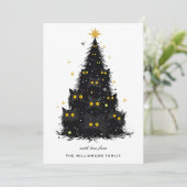 Cartes Pour Fêtes Annuelles Personnalisé Funny Chat Noir Arbre de Noël (Debout devant)