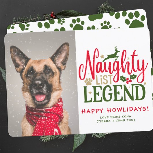 Cartes Pour Fêtes Annuelles Personnalisé Funny Chien Noël mignon Photo Vert