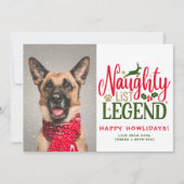 Cartes Pour Fêtes Annuelles Personnalisé Funny Chien Noël mignon Photo Vert (Devant)