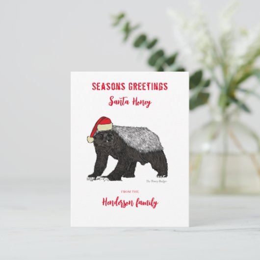 Cartes Pour Fêtes Annuelles Personnalisé Funny Honey Badger Père Noël (Debout devant)