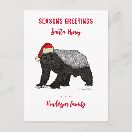 Cartes Pour Fêtes Annuelles Personnalisé Funny Honey Badger Père Noël (Devant)