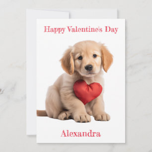 Cartes Pour Fêtes Annuelles Personnalisé Golden Retriever Chiot Coeur Valentin