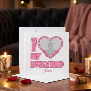 Cartes Pour Fêtes Annuelles Personnalisé J'aime mon petit ami – Ajouter une ph