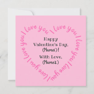 Cartes Pour Fêtes Annuelles Personnalisé "Je t'aime" Coeur Saint-Valentin