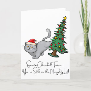 Cartes Pour Fêtes Annuelles Personnalisé Joyeux Noël Naughty Chat Pour Les Ami