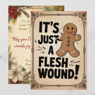 Cartes Pour Fêtes Annuelles Personnalisé Juste Une Blessure De Chair Drôle Vin