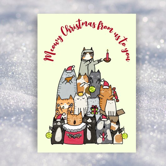 Cartes Pour Fêtes Annuelles Personnalisé Meowy Noël Cartoon Chats non photo