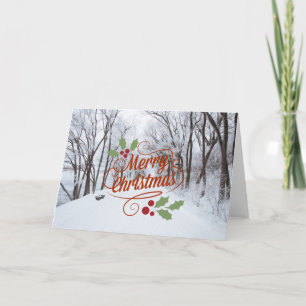 CARTES POUR FÊTES ANNUELLES PERSONNALISÉ MERRY CHRISTMAS SNOW PATH SAASON'S GR