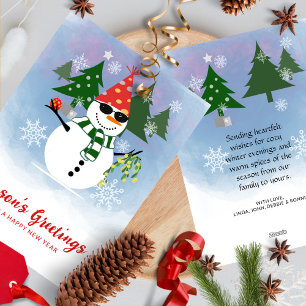 Cartes Pour Fêtes Annuelles Personnalisé Moderne Stylo Snowman Snowflakes Noël