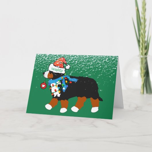 Cartes Pour Fêtes Annuelles Personnalisé Noël Bernese Mountain Chien coquin (Devant)