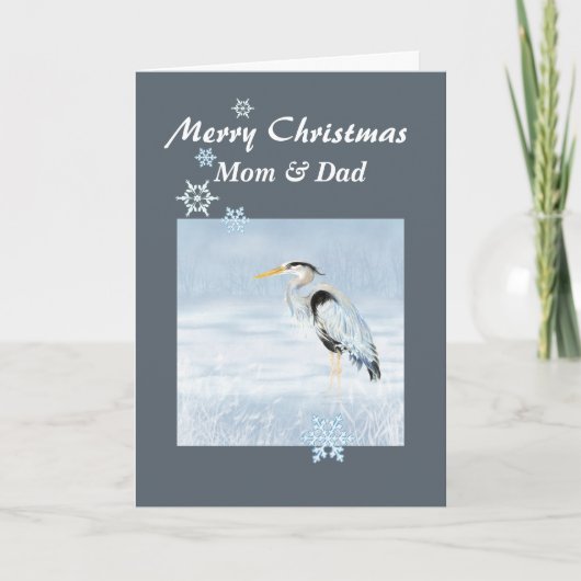 Cartes Pour Fêtes Annuelles Personnalisé Noël Grand Héron Bleu Écriture Oiseau (Devant)