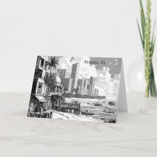Cartes Pour Fêtes Annuelles Personnalisé noir et blanc Miami FL