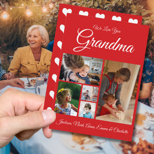 Cartes Pour Fêtes Annuelles Personnalisé Nous t'aimons Grand-mère   Rouge 5 Ph