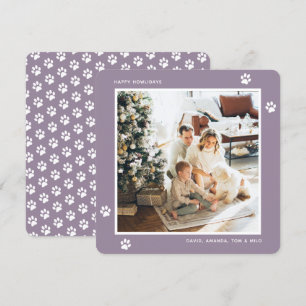 Cartes Pour Fêtes Annuelles Personnalisé Purple Paw Photo Happy Howlidays Cart
