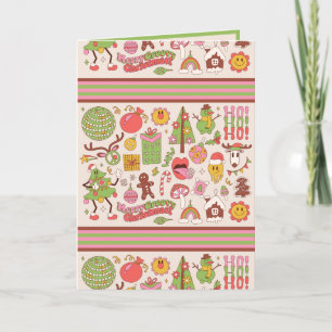 Cartes Pour Fêtes Annuelles Personnalisé Retro Vintage Noël Salutation colorée