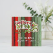 Cartes Pour Fêtes Annuelles Personnalisé Rouge Vert Patiné Planes Motif en boi (Debout devant)