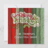 Cartes Pour Fêtes Annuelles Personnalisé Rouge Vert Patiné Planes Motif en boi (Devant)