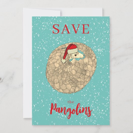 Cartes Pour Fêtes Annuelles Personnalisé Sauvons le Noël Pangolin (Devant)