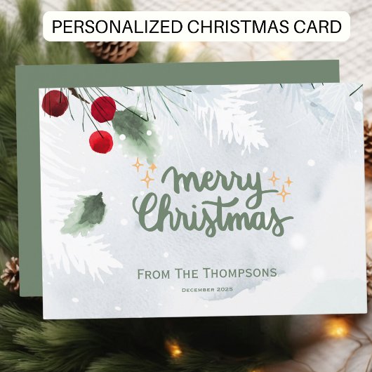 Cartes Pour Fêtes Annuelles Personnalisé Script moderne Noël