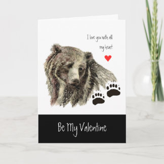 Cartes Pour Fêtes Annuelles Personnalisé Valentine Amour Coeur Grizzly Ours An
