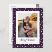 Cartes Pour Fêtes Annuelles Personnalisé Violet Étoiles Photo Joyeux Noël Cart (Devant / Derrière)