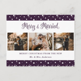 Cartes Pour Fêtes Annuelles Personnalisé violet marié et joyeux