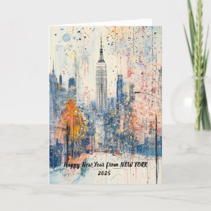 Cartes Pour Fêtes Annuelles Personnalisée Bonne année 2025 NYC Illustration