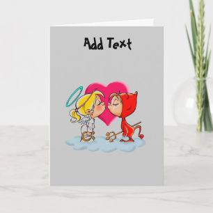 Cartes Pour Fêtes Annuelles Personnalisée Saint Valentin amour diable ange