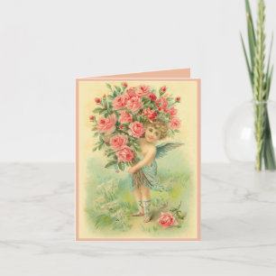 Cartes Pour Fêtes Annuelles Personnaliser Ange Cupidé avec Roses