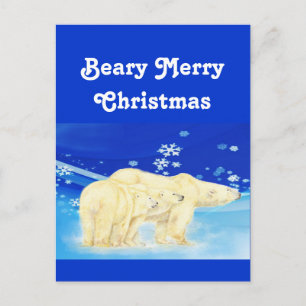 Cartes Pour Fêtes Annuelles Personnaliser Beary Joyeux Ours polaires de Noël