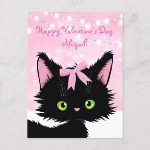 Cartes Pour Fêtes Annuelles Personnaliser Cute Kitten Pink Valentine's Day