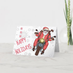 Cartes Pour Fêtes Annuelles Personnaliser Fun Motorcycle Biker Père Noël perso