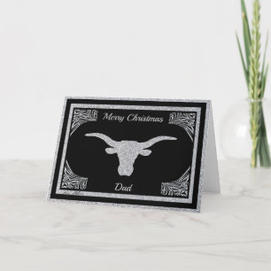 CARTES POUR FÊTES ANNUELLES PERSONNALISER LONGHORN STEER SILHOUETTE