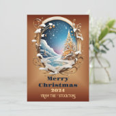 Cartes Pour Fêtes Annuelles Personnaliser Nom 2024 Scène de Noël (Debout devant)