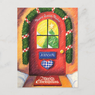 Cartes Pour Fêtes Annuelles Personnaliser Rouge Joyeux Noël Porte d'entrée Cos